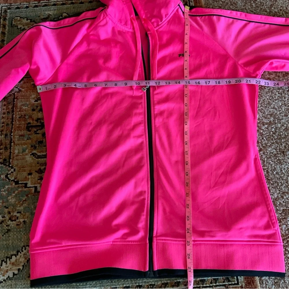 Fila Pink and Black Zip-Up Hoodie, light lining, breast cancer awareness - Picture 12 of 15